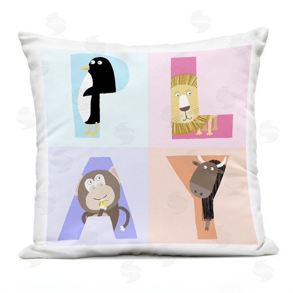 Stupell Industries Carla Daly | Play Letters Squares With Animals Throw Pillow