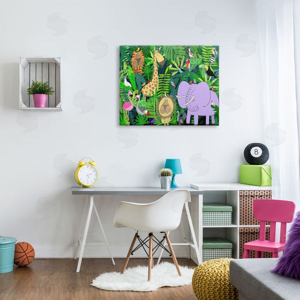 Stupell Industries Carla Daly | Playful Safari Animals In Green Jungle Illustration Wall Art
