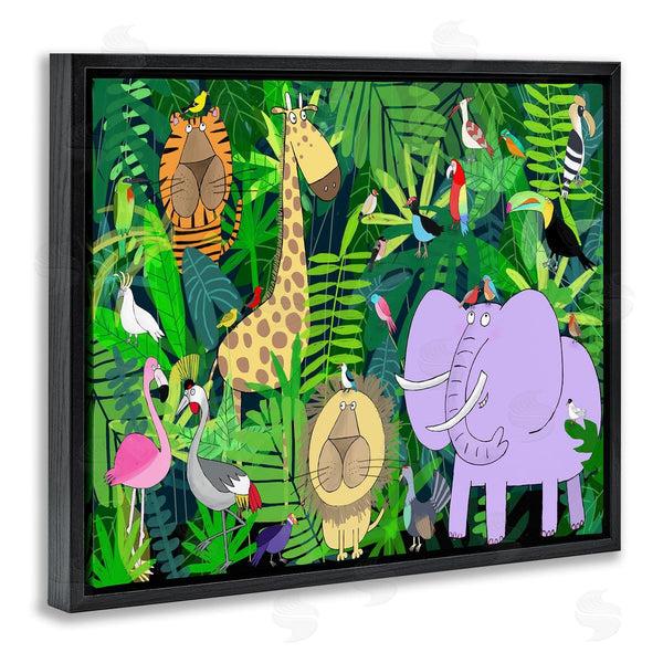 Stupell Industries Carla Daly | Playful Safari Animals In Green Jungle Illustration Wall Art
