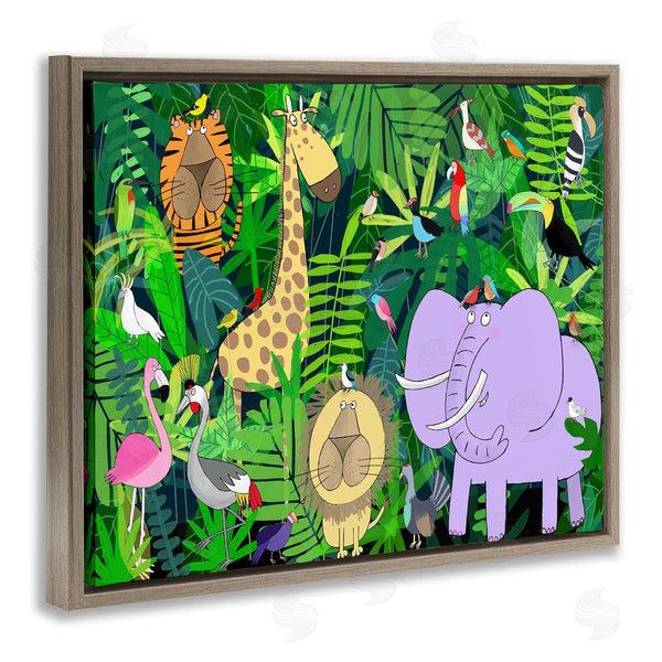Stupell Industries Carla Daly | Playful Safari Animals In Green Jungle Illustration Wall Art