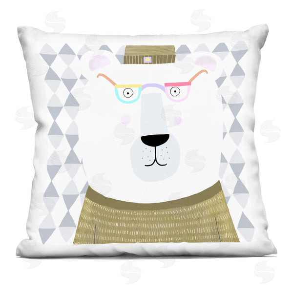 stupell industries Carla Daly | Polar Bear in Jumper & Hat Printed Throw Pillow