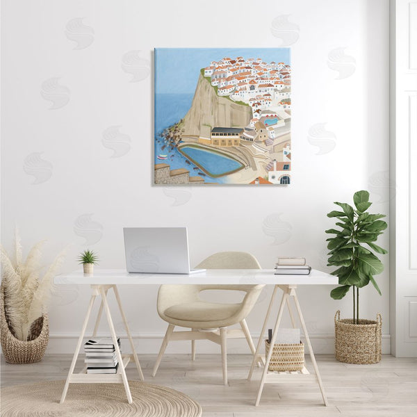 Stupell Industries Carla Daly | Portugal Sea Port Coastal City Landscape Illustration Wall Art