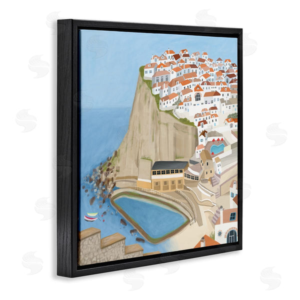 Stupell Industries Carla Daly | Portugal Sea Port Coastal City Landscape Illustration Wall Art