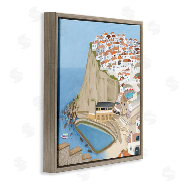 Stupell Industries Carla Daly | Portugal Sea Port Coastal City Landscape Illustration Wall Art