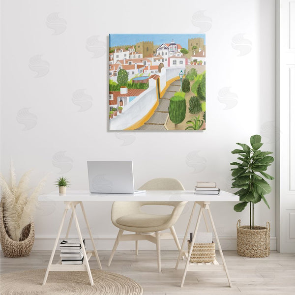 Stupell Industries Carla Daly | Portuguese Cityscape Traditional Coastal Architecture Illustration Wall Art