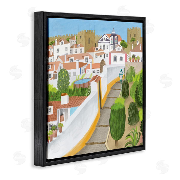 Stupell Industries Carla Daly | Portuguese Cityscape Traditional Coastal Architecture Illustration Wall Art