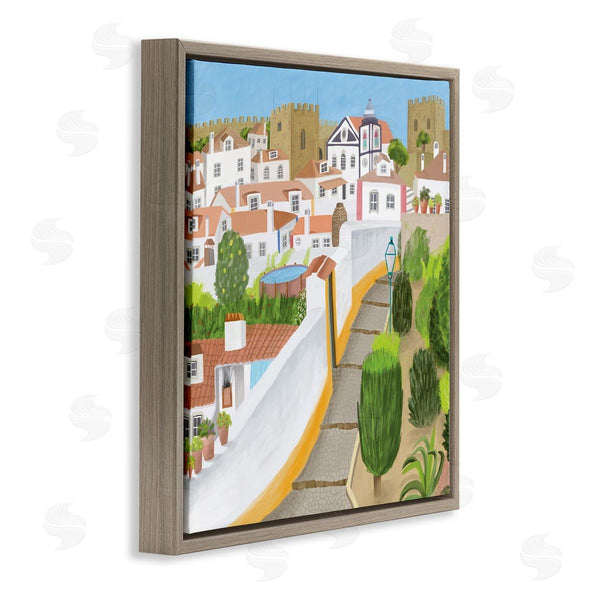 Stupell Industries Carla Daly | Portuguese Cityscape Traditional Coastal Architecture Illustration Wall Art