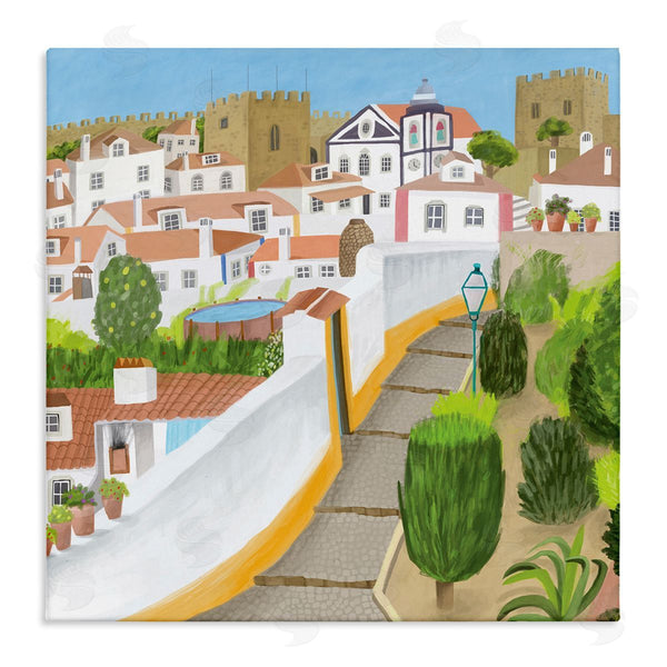 stupell industries Carla Daly | Portuguese Cityscape Traditional Coastal Architecture Illustration Wall Art
