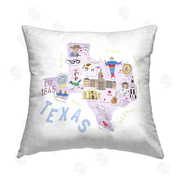 Stupell Industries Carla Daly | Purple & Blue Texas Landmarks Printed Throw Pillow