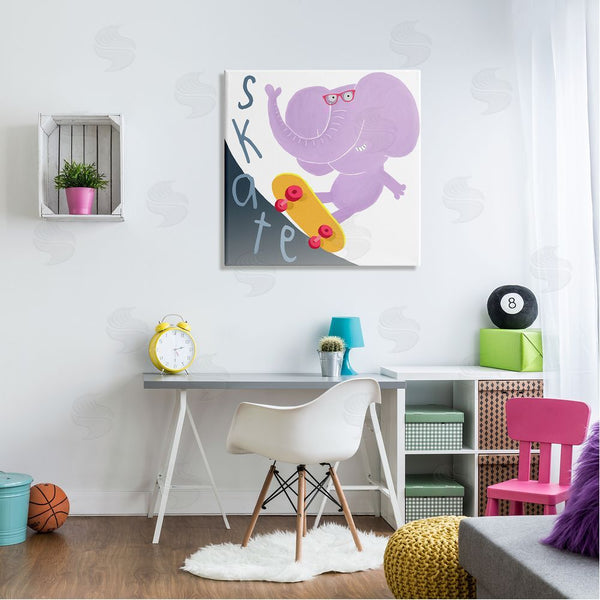 Stupell Industries Carla Daly | Purple Elephant On Skateboard Wall Art
