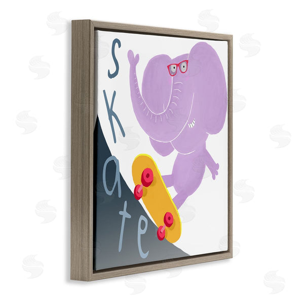 Stupell Industries Carla Daly | Purple Elephant On Skateboard Wall Art