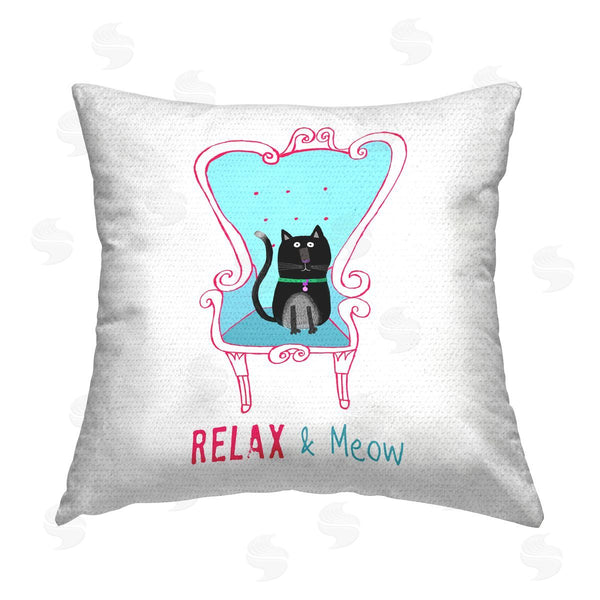 Stupell Industries Carla Daly | Relax & Meow Cat Printed Throw Pillow