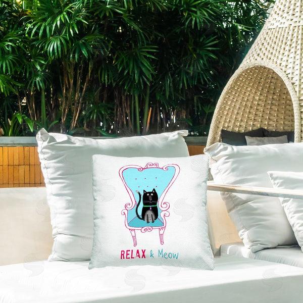 Stupell Industries Carla Daly | Relax & Meow Cat Printed Throw Pillow