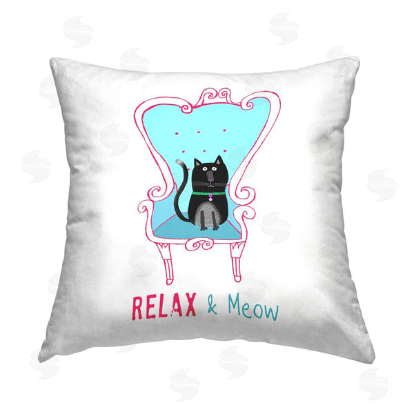 stupell industries Carla Daly | Relax & Meow Cat Printed Throw Pillow