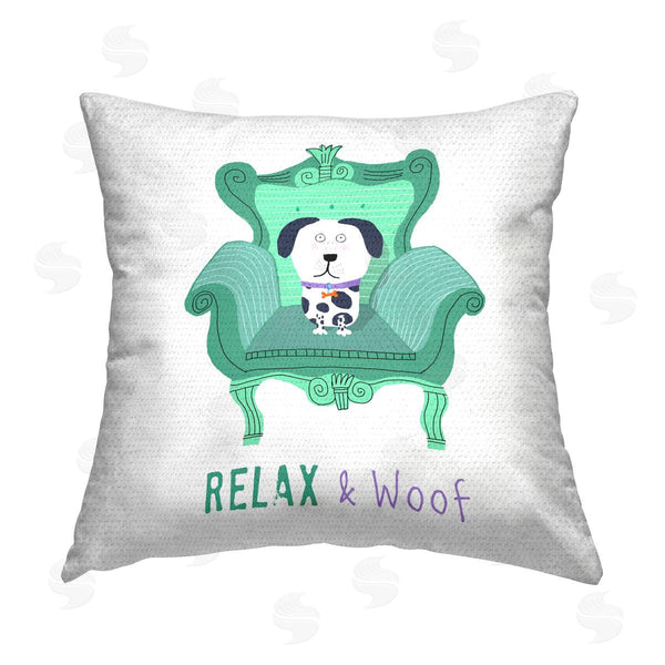 Stupell Industries Carla Daly | Relax & Woof Cat Printed Throw Pillow