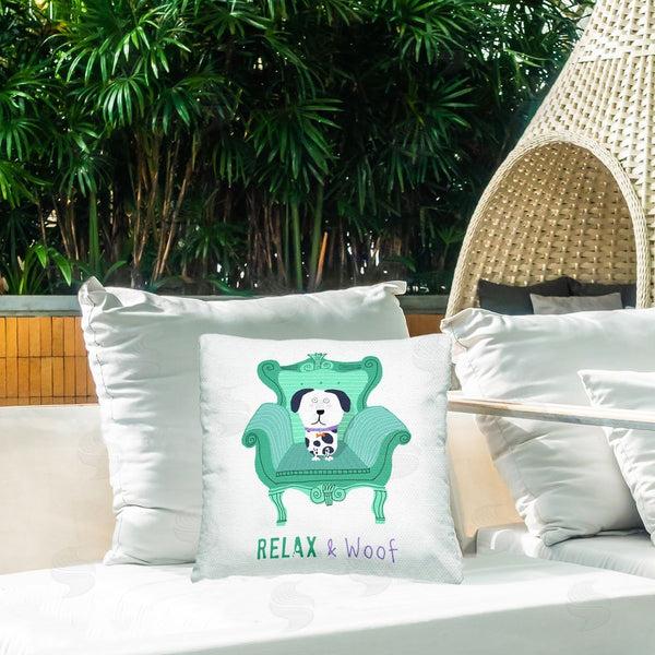 Stupell Industries Carla Daly | Relax & Woof Cat Printed Throw Pillow