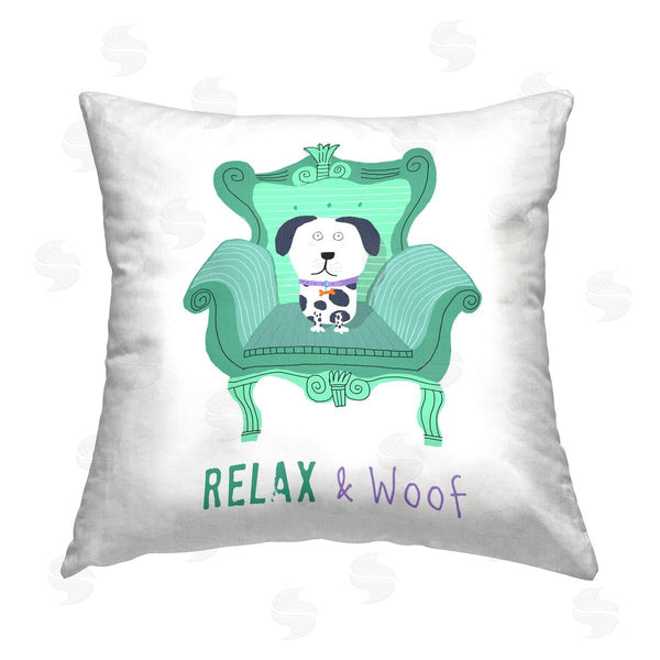 stupell industries Carla Daly | Relax & Woof Cat Printed Throw Pillow