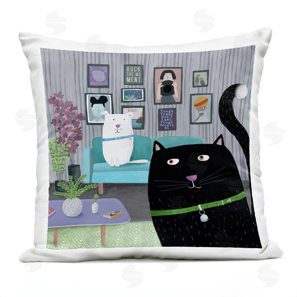 Stupell Industries Carla Daly | Rock The Moment Family Pets Living Room Scene Printed Throw Pillow