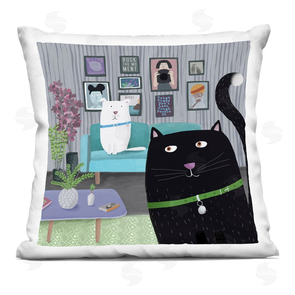 stupell industries Carla Daly | Rock The Moment Family Pets Living Room Scene Printed Throw Pillow