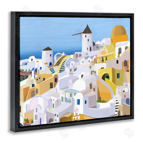 Stupell Industries Carla Daly | Seaside Greek Cityscape White Yellow Buildings