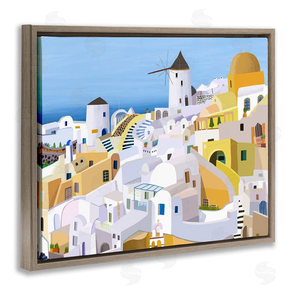 Stupell Industries Carla Daly | Seaside Greek Cityscape White Yellow Buildings