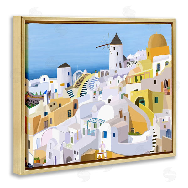 Stupell Industries Carla Daly | Seaside Greek Cityscape White Yellow Buildings