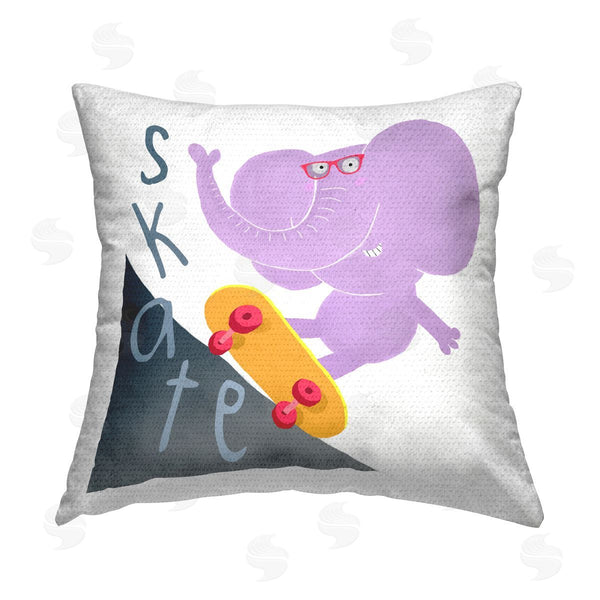 Stupell Industries Carla Daly | Skateboarding Purple Elephant Printed Throw Pillow