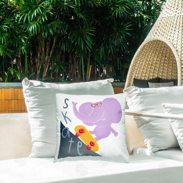 Stupell Industries Carla Daly | Skateboarding Purple Elephant Printed Throw Pillow