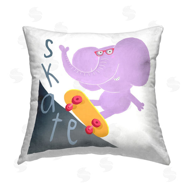 stupell industries Carla Daly | Skateboarding Purple Elephant Printed Throw Pillow