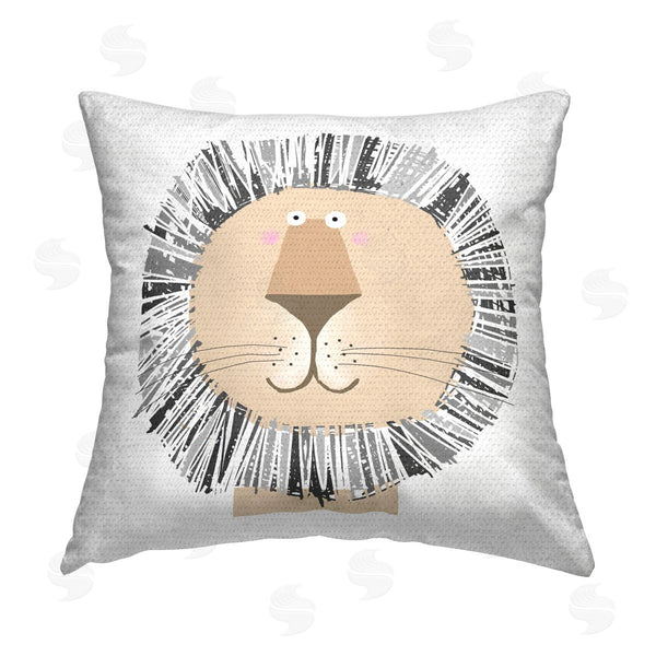 Stupell Industries Carla Daly | Smiling Cartoon Lion Printed Throw Pillow
