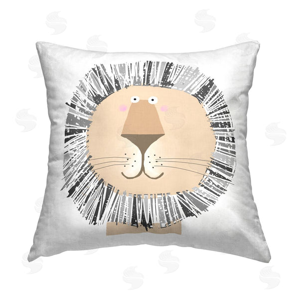 stupell industries Carla Daly | Smiling Cartoon Lion Printed Throw Pillow
