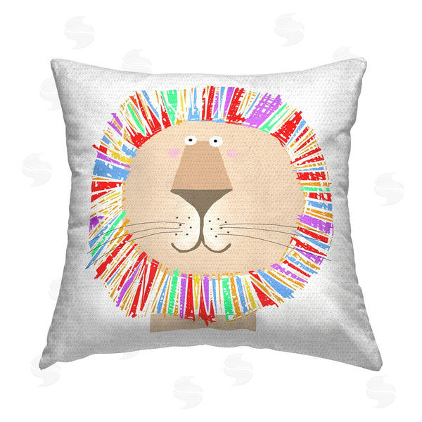 Stupell Industries Carla Daly | Smiling Rainbow Lion Printed Throw Pillow