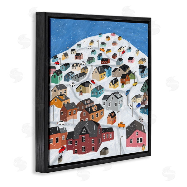 Stupell Industries Carla Daly | Snowy Village On Hill Cityscape Greenland Town Buildings Wall Art
