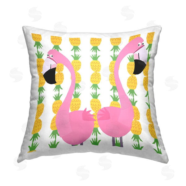 stupell industries Carla Daly | Tropical Pineapples with Flamingos Printed Throw Pillow