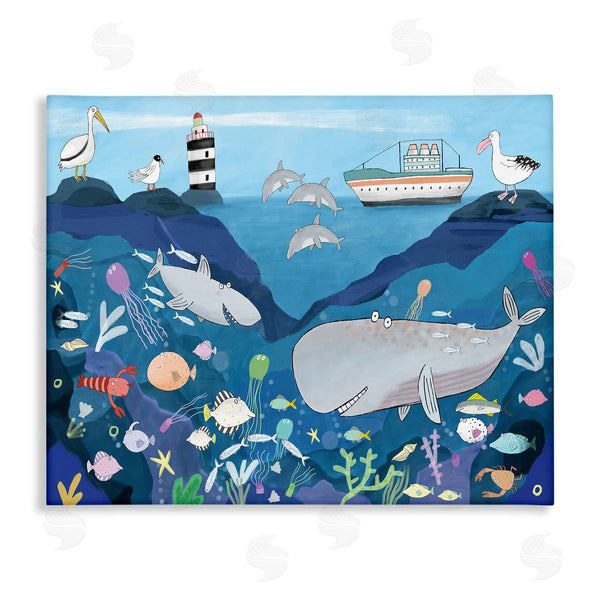stupell industries Carla Daly | Underwater Wildlife Kid's Illustration Shark Whale Boat Wall Art