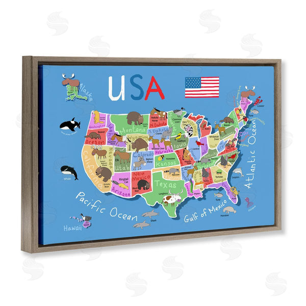 Stupell Industries Carla Daly | United States Animal Map