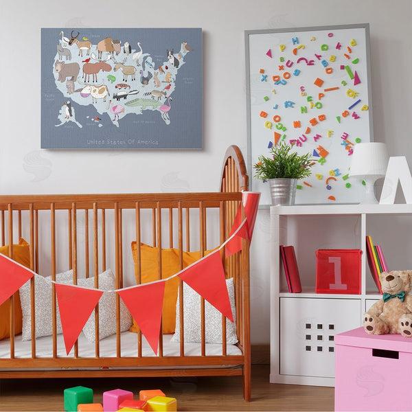 Stupell Industries Carla Daly | United States Map With Playful Animal Illustrations Wall Art