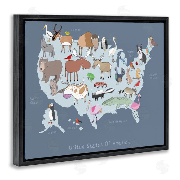 Stupell Industries Carla Daly | United States Map With Playful Animal Illustrations Wall Art