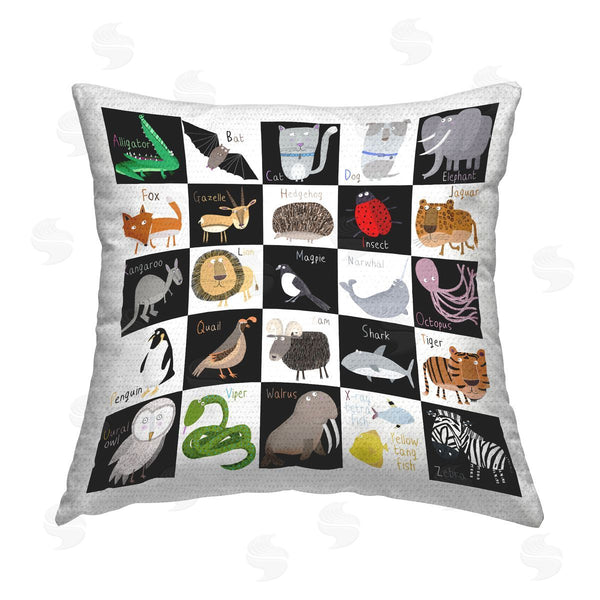 Stupell Industries Carla Daly | Various Exotic Animal Alphabet Printed Throw Pillow