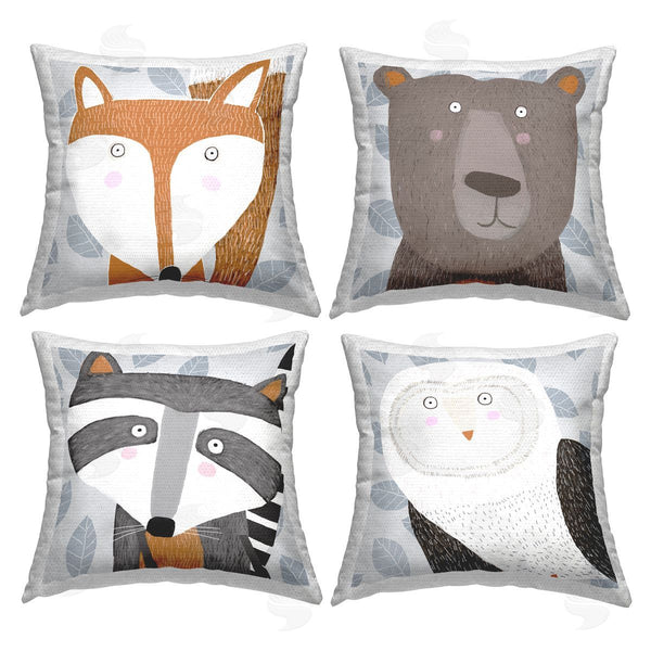 Stupell Industries Carla Daly | Whimsical Leaf Pattern Animals Printed Throw Pillow Set