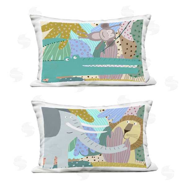 Stupell Industries Carla Daly | Whimsical Wild Jungle Animals Printed Throw Pillow Set