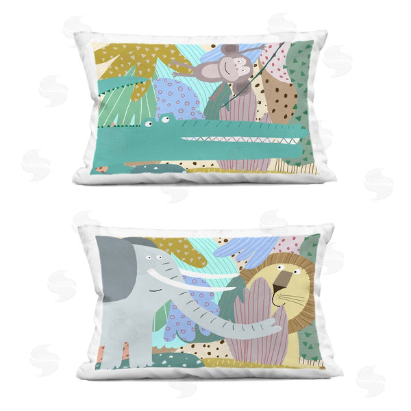 stupell industries Carla Daly | Whimsical Wild Jungle Animals Printed Throw Pillow Set