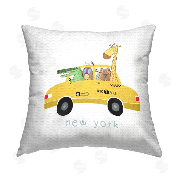 Stupell Industries Carla Daly | Wildlife New York Taxi Animals Printed Throw Pillow