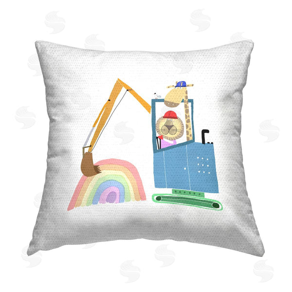 Stupell Industries Carla Daly | Working Construction Animals Printed Throw Pillow