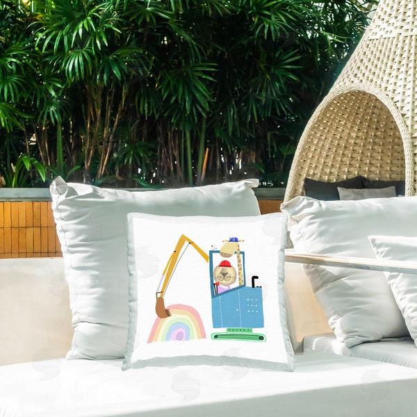 Stupell Industries Carla Daly | Working Construction Animals Printed Throw Pillow