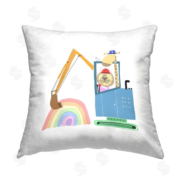 stupell industries Carla Daly | Working Construction Animals Printed Throw Pillow