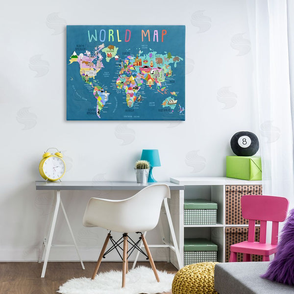 Stupell Industries Carla Daly | World Map With Landmarks Wall Art
