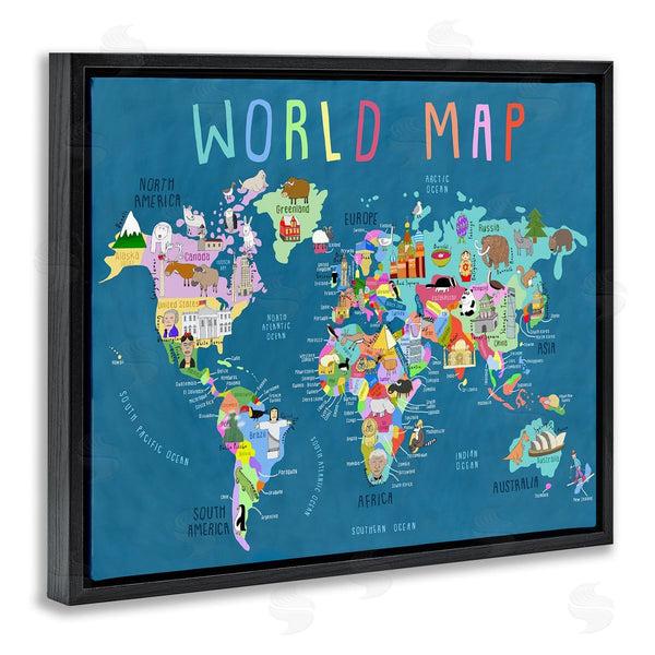 Stupell Industries Carla Daly | World Map With Landmarks Wall Art