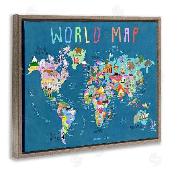 Stupell Industries Carla Daly | World Map With Landmarks Wall Art
