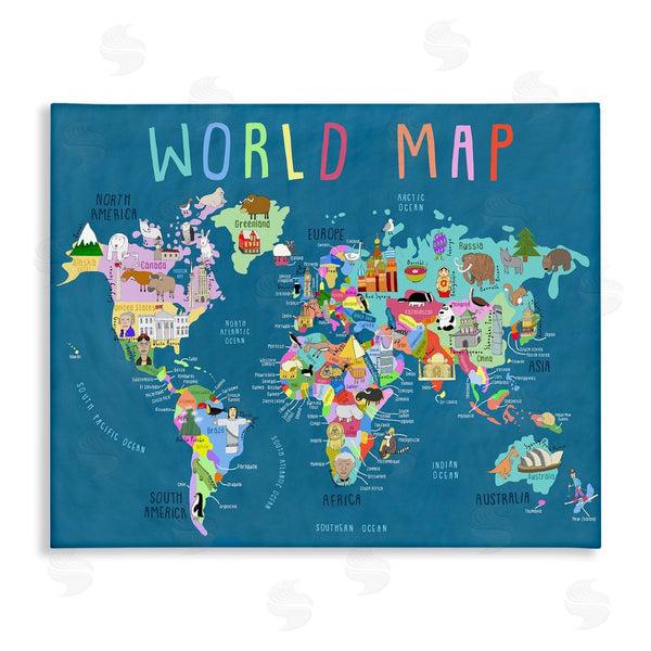 stupell industries Carla Daly | World Map with Landmarks Wall Art